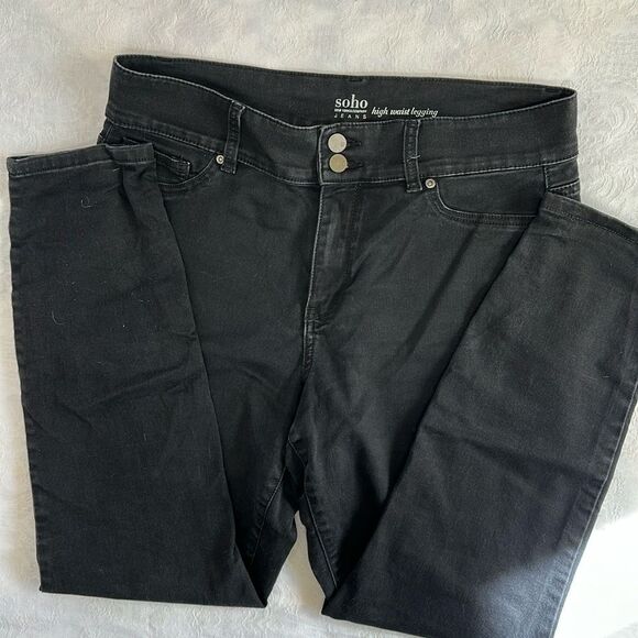 Soho New York & Co Black Slim Fit Straight Jeans Jeggings High Rise Size 16 Plus - Picture 1 of 10